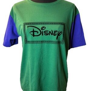 BoxLunch Disney Green & Purple Shortsleeved T-Shirt, Size Large